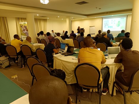 May Ann Sallan reports on EBS usage at the analytics training session during the NARES-IRRI advancement meeting for ESA on 30 August 2023 at Dar Es Salaam, Tanzania